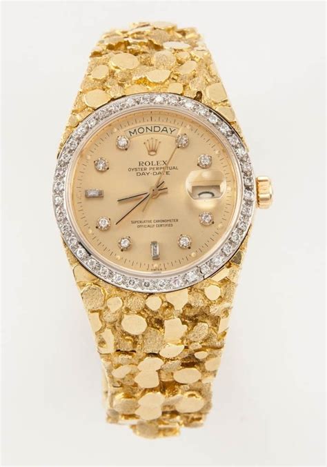 vintage gold nugget rolex watch|natural gold nugget watch.